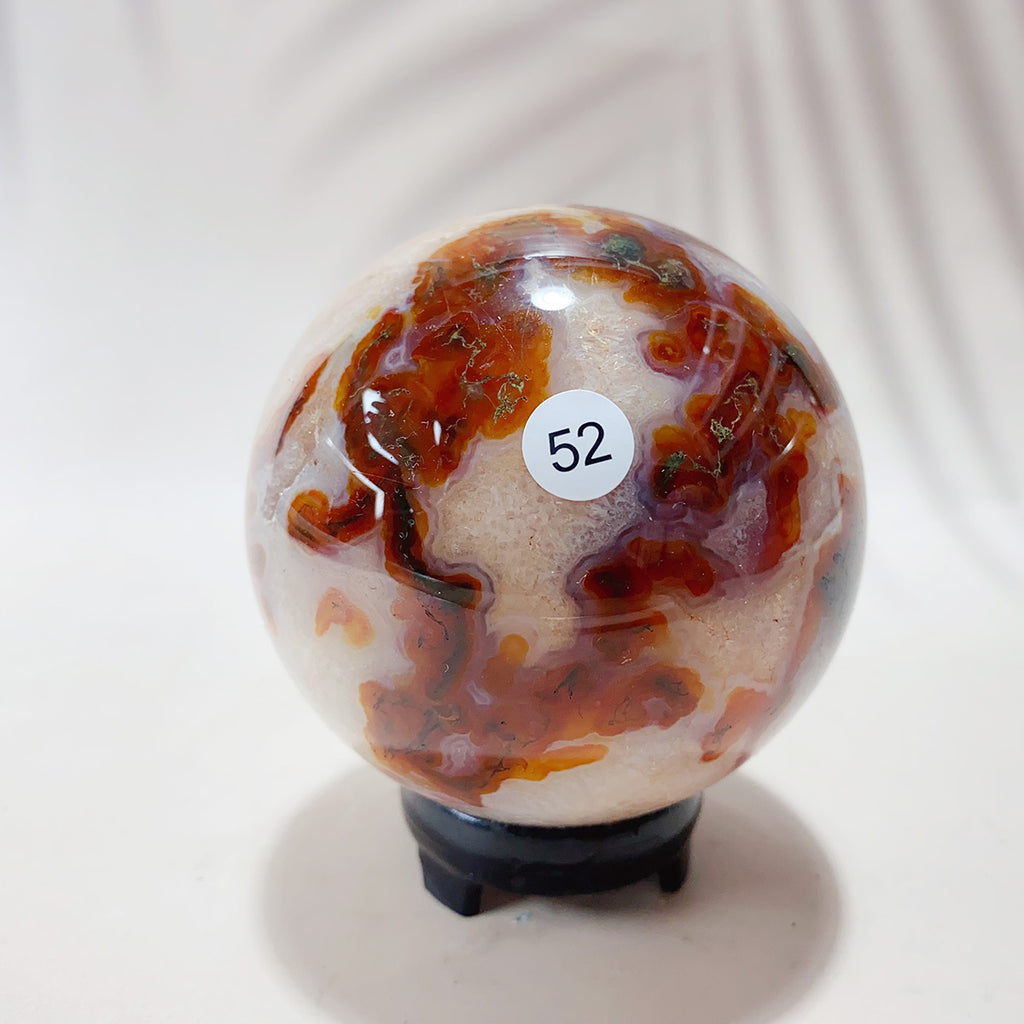 Natural Red Moss Agate Sphere Carnelian Crystal Ball Healing Stone Home Decoration With Office  Decorative Handicraft Gift