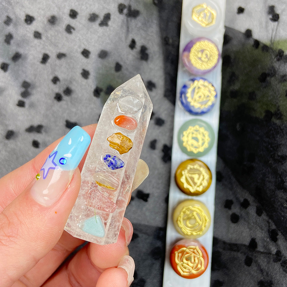 Seven Chakra With Selenite Stick Set