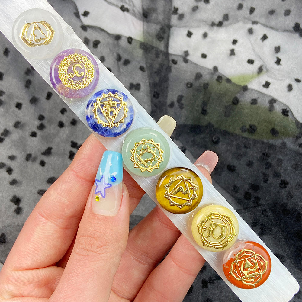 Seven Chakra With Selenite Stick Set