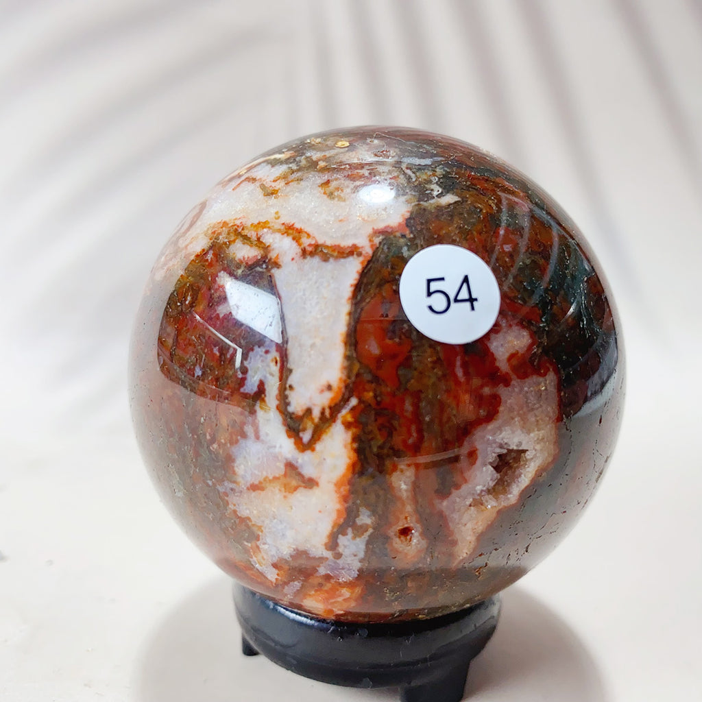 Natural Red Moss Agate Crystal Sphere