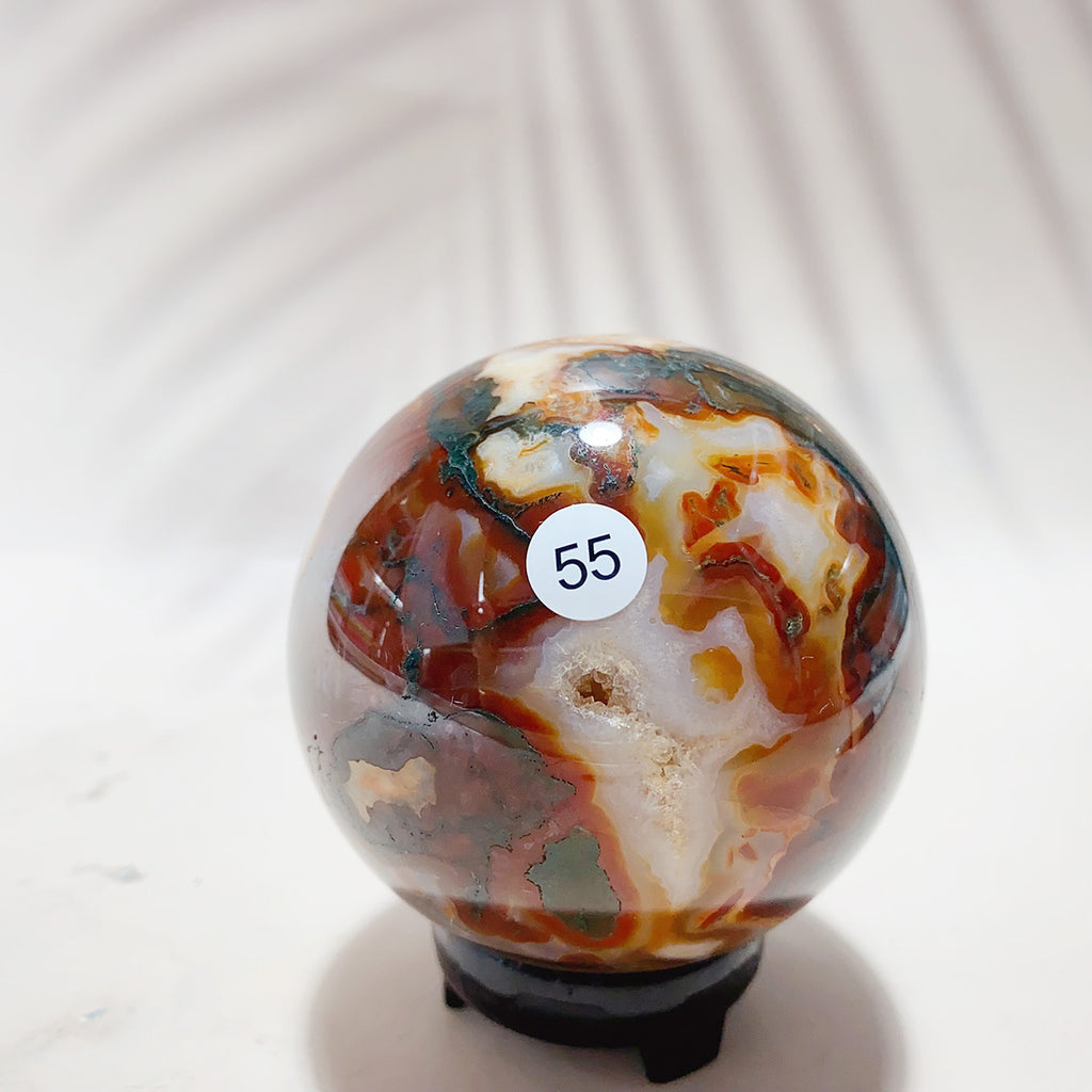 Natural Red Moss Agate Sphere Carnelian Crystal Ball Healing Stone Home Decoration With Office  Decorative Handicraft Gift