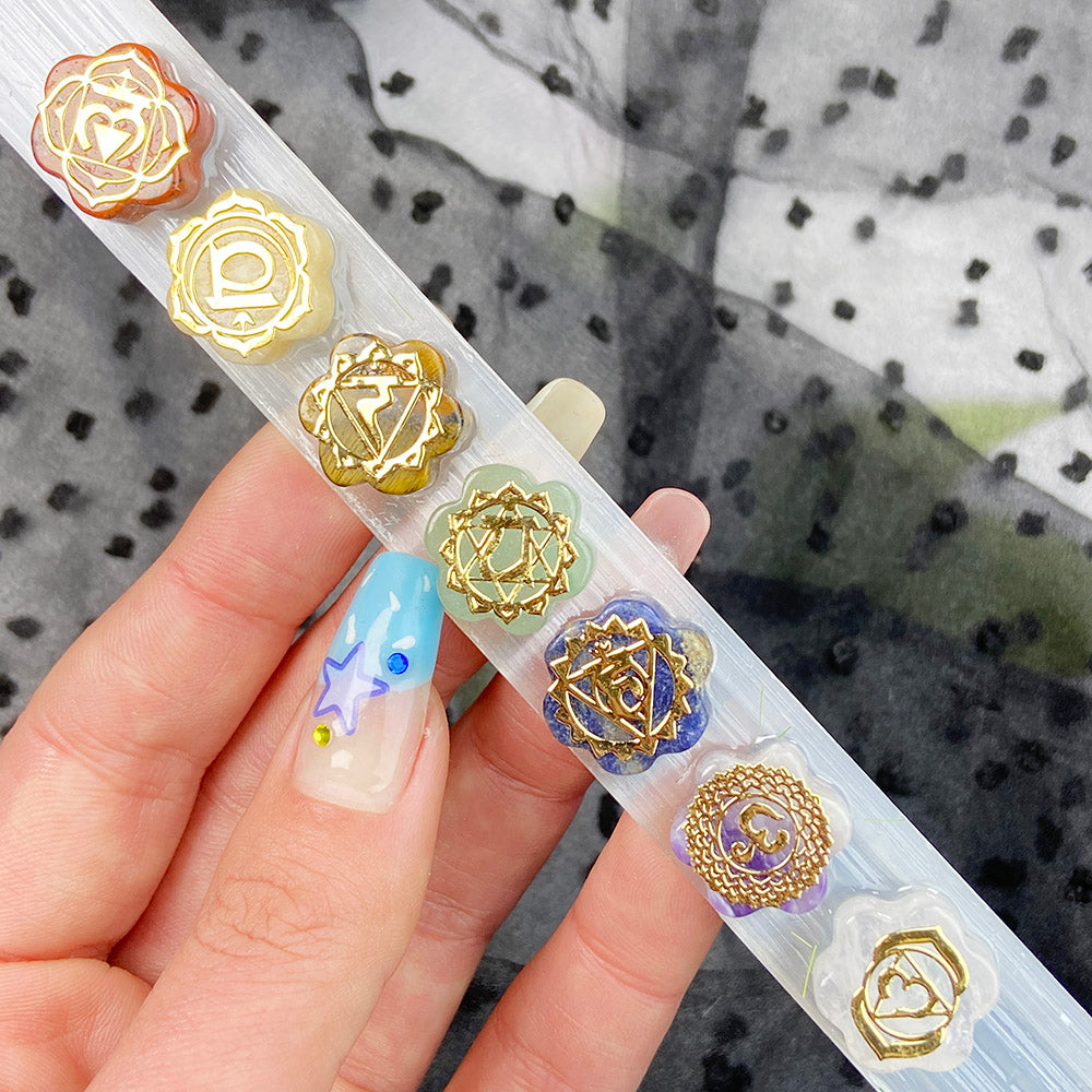 Seven Chakra With Selenite Stick Set