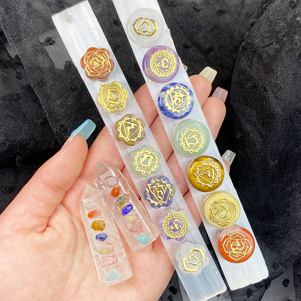 Seven Chakra With Selenite Stick Set