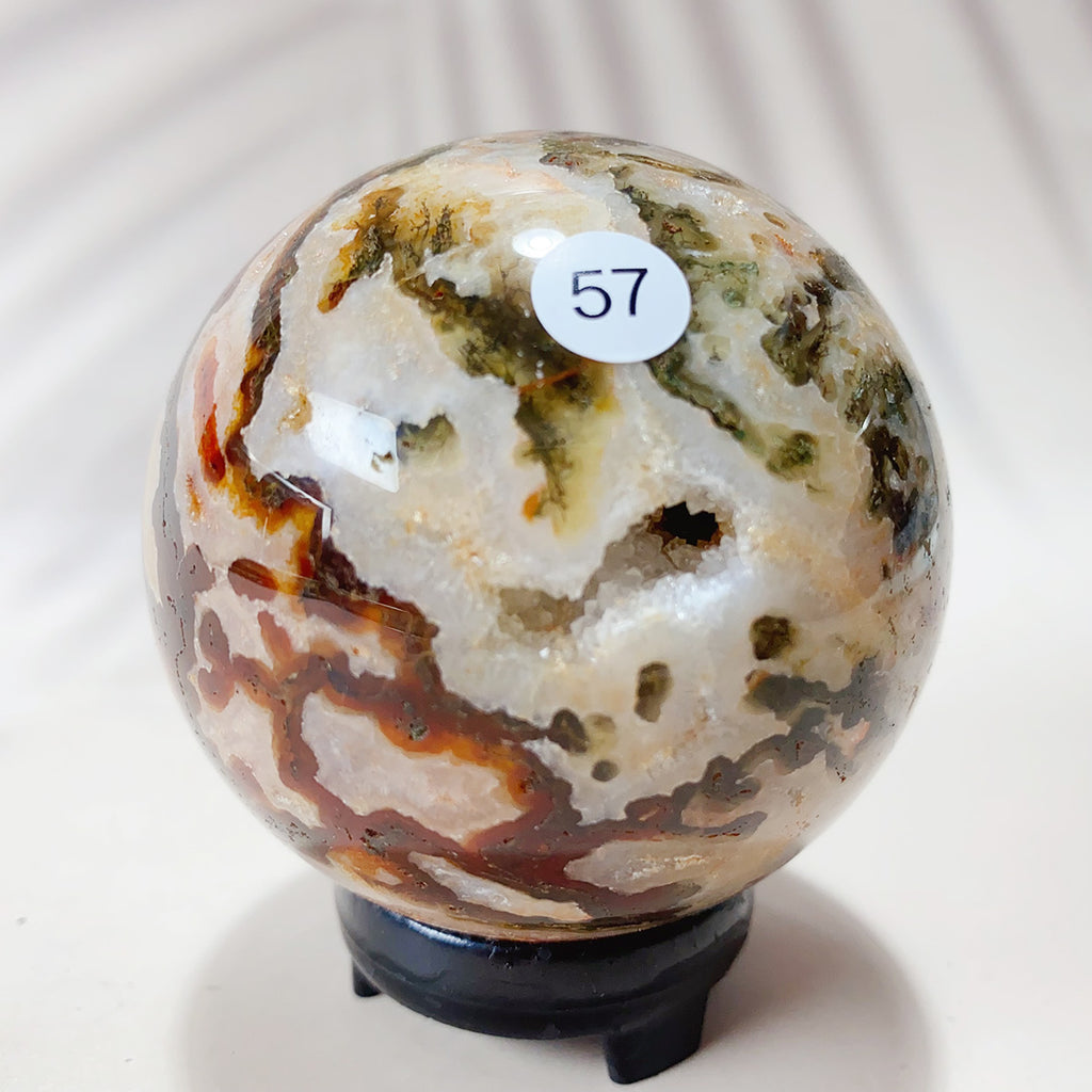 Natural Red Moss Agate Crystal Sphere