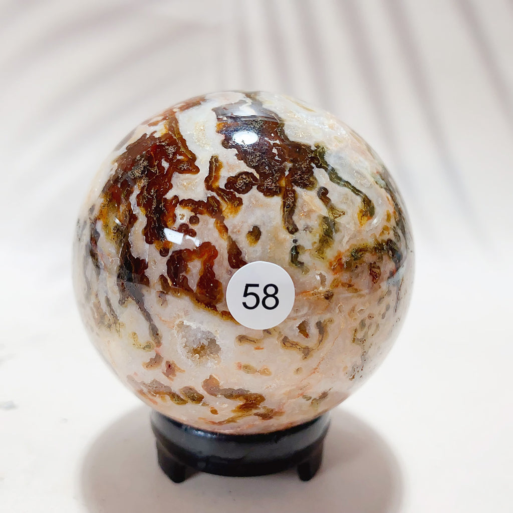 Natural Red Moss Agate Sphere Carnelian Crystal Ball Healing Stone Home Decoration With Office  Decorative Handicraft Gift