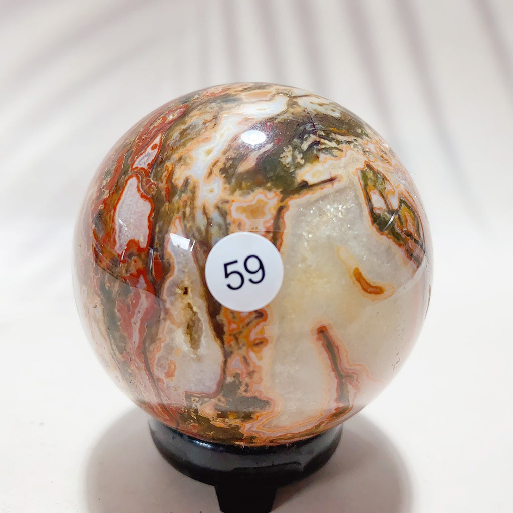 Natural Red Moss Agate Crystal Sphere