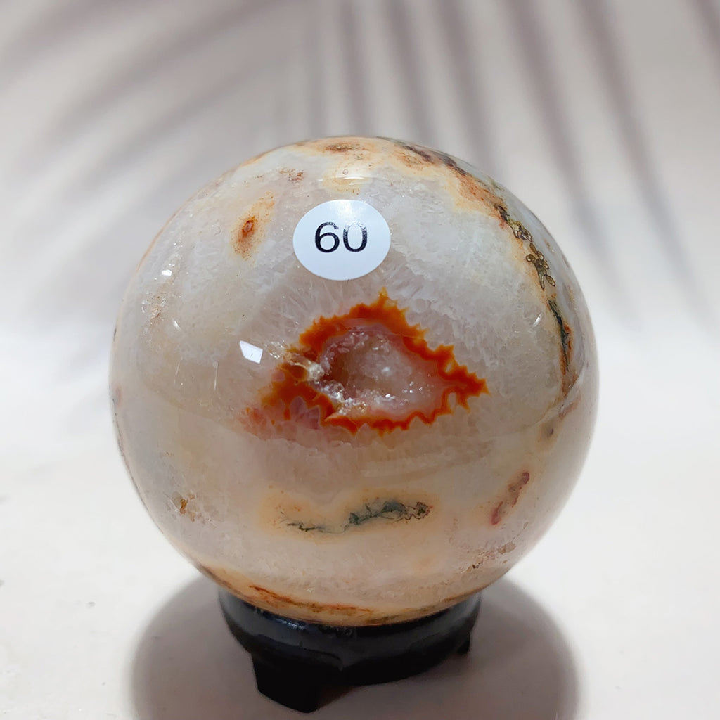 Natural Red Moss Agate Sphere Carnelian Crystal Ball Healing Stone Home Decoration With Office  Decorative Handicraft Gift