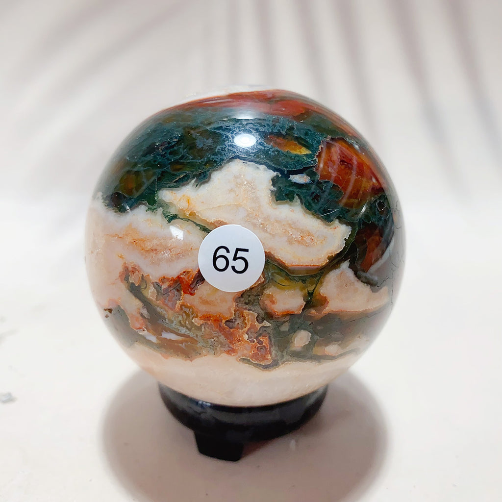 Natural Red Moss Agate Crystal Sphere