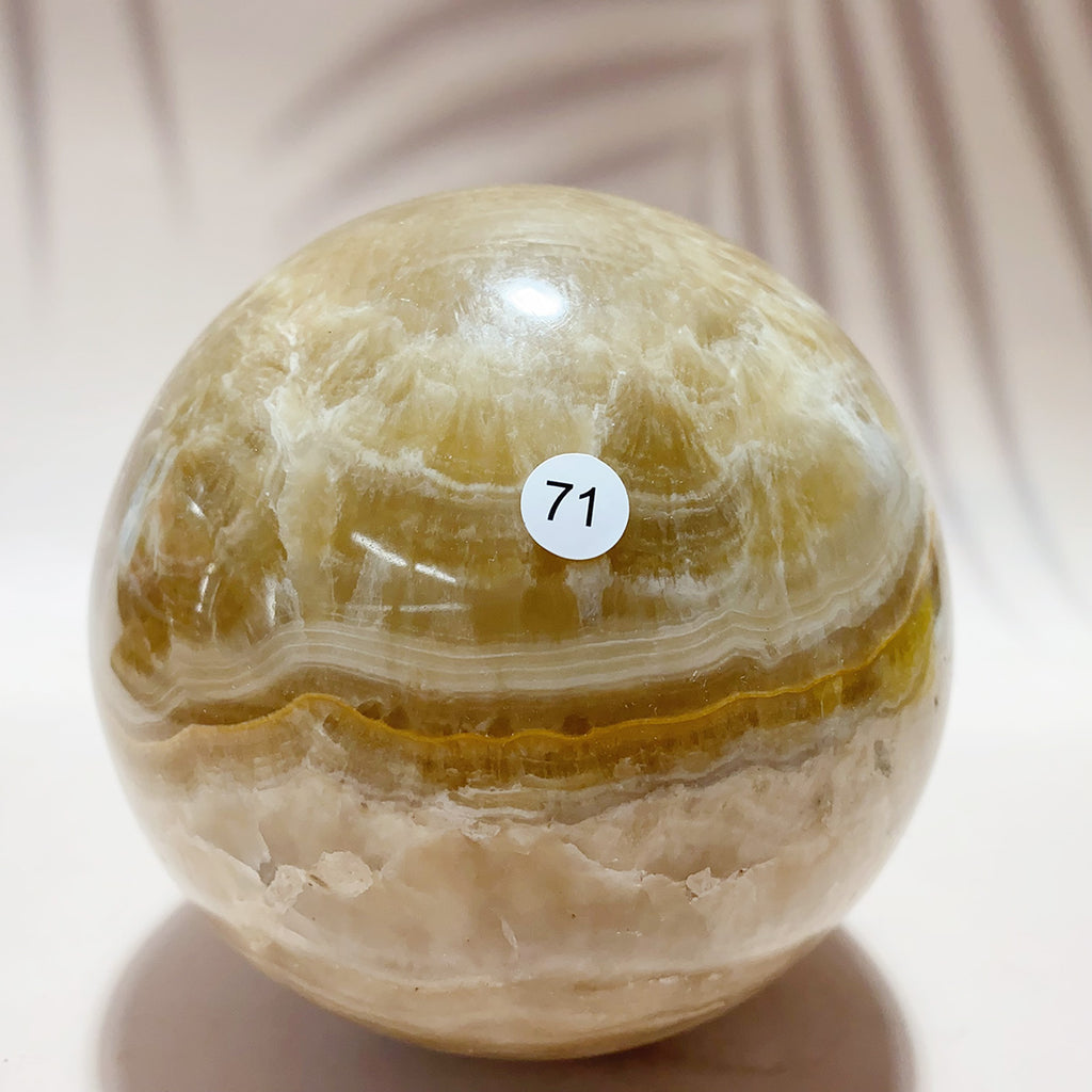 Natural Yellow Jade Crystal Sphere