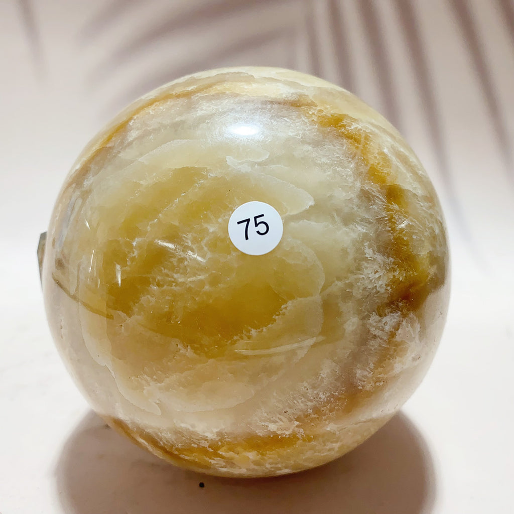 Natural Yellow Jade Crystal Sphere