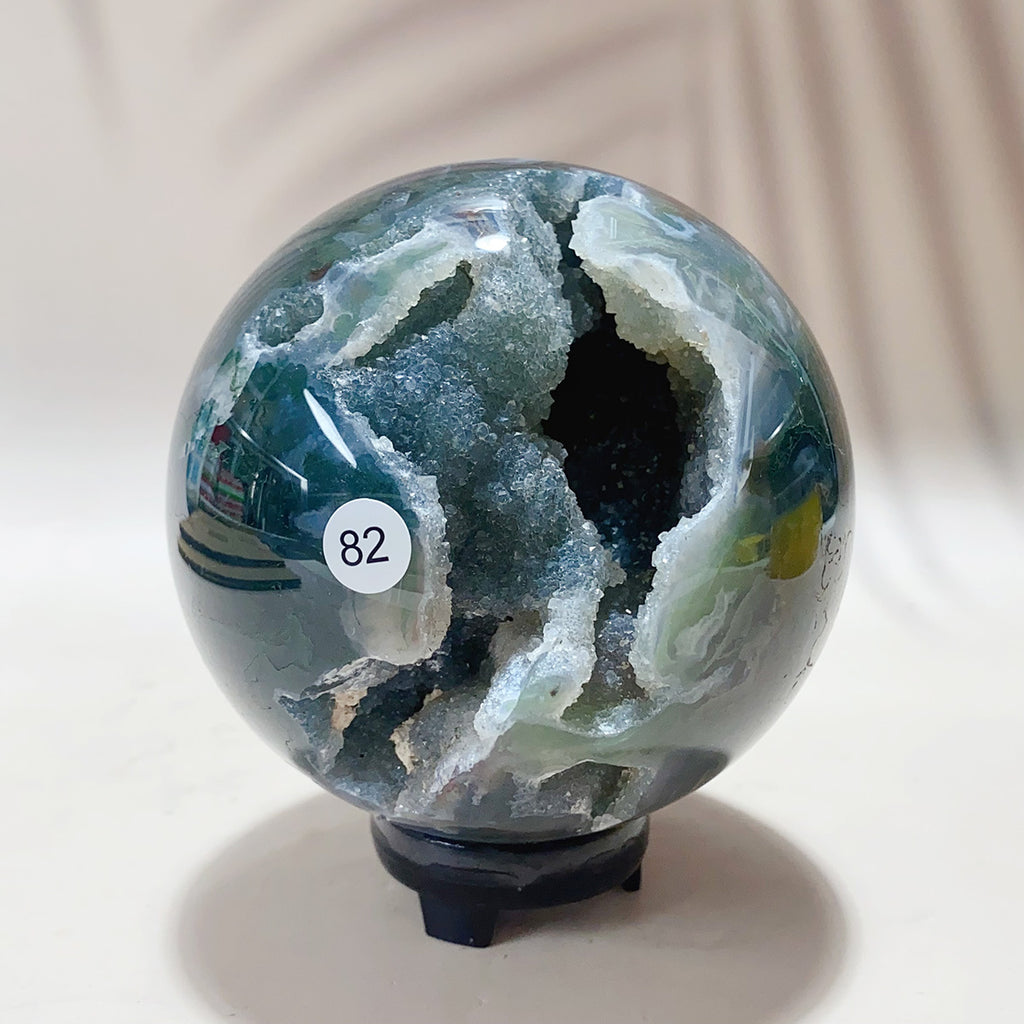 Natural Moss Agate Sphere  Quartz Crystal