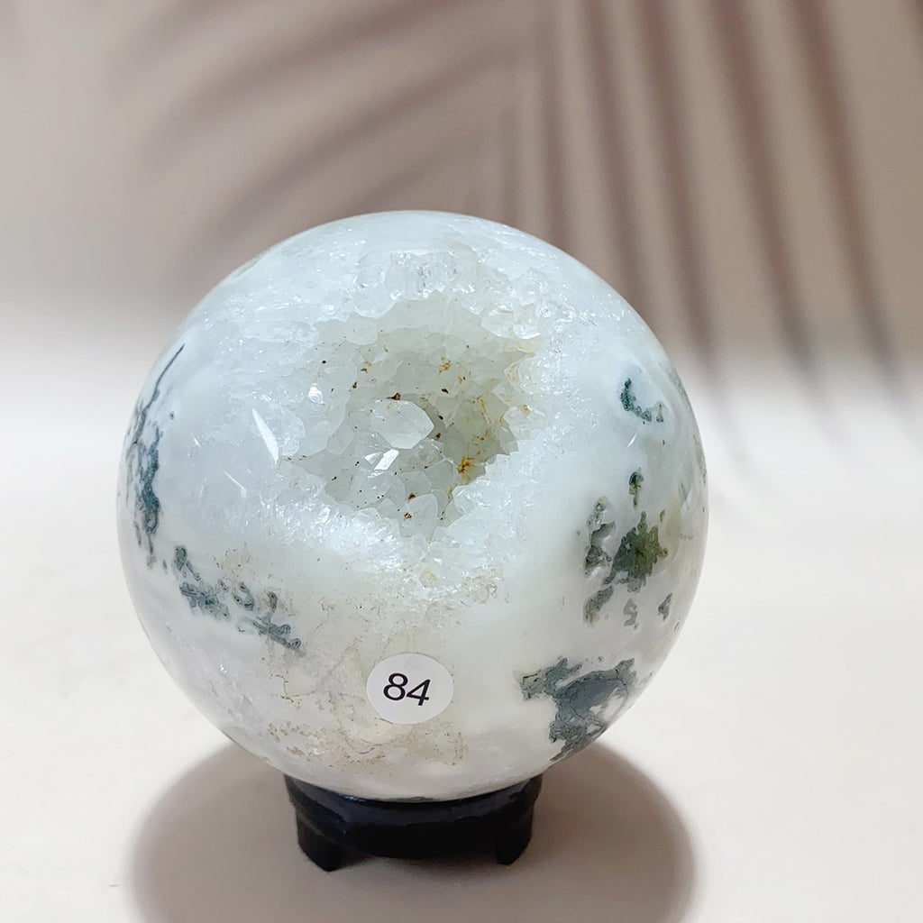 1 PC Natural Moss Agate Sphere  Quartz Crystal Geode Healing Meditation Feng Shui Reiki Home Decorative Arts And Crafts