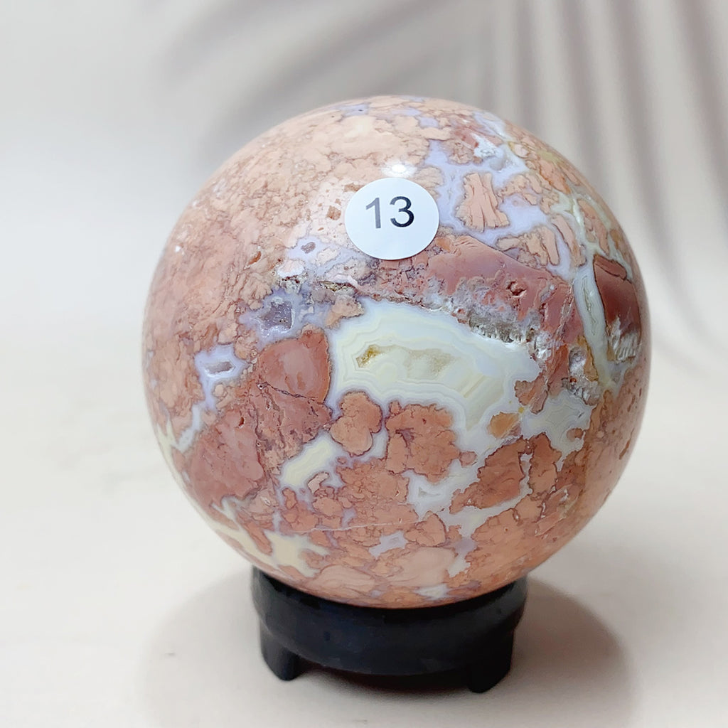 Natural Pink Agate Crystal Sphere