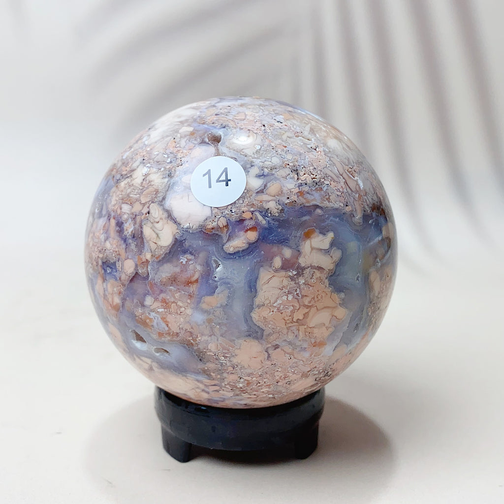 Natural Pink Agate Crystal Sphere