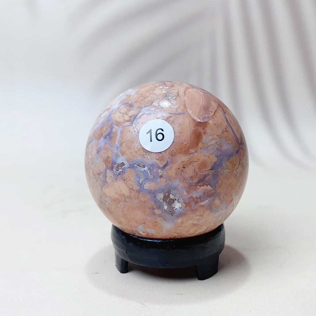 Natural Pink Agate Crystal Sphere