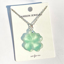 Load image into Gallery viewer, Green Fluorite Four Leaf Clover Carving pendant