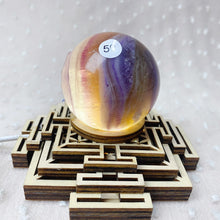 Load image into Gallery viewer, Natural Rainbow Fluorite Candy Sphere Ornament Reiki Quartz Sphere Healing Stone Fluorite Crystal Ball