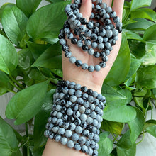 Load image into Gallery viewer, Snowflake Obsidian Bacelet $10/3PCS