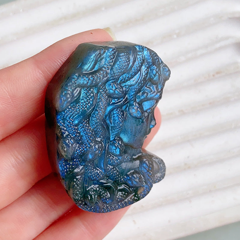 Labradorite Medusa Carvings