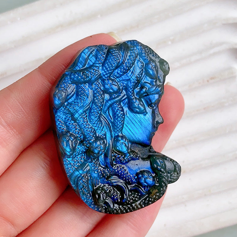 Labradorite Medusa Carvings