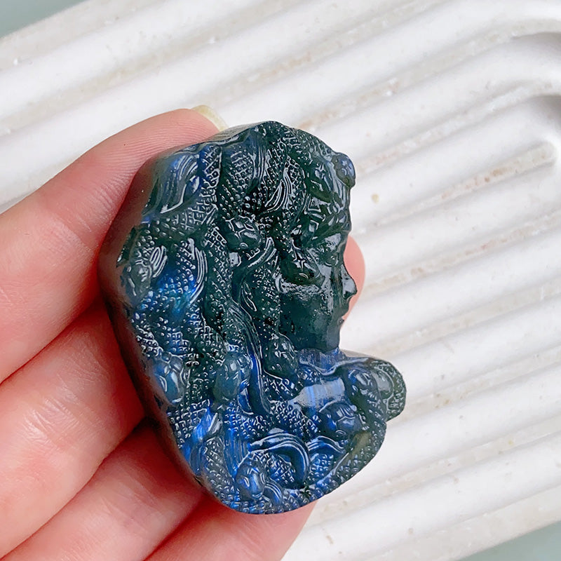 Labradorite Medusa Carvings