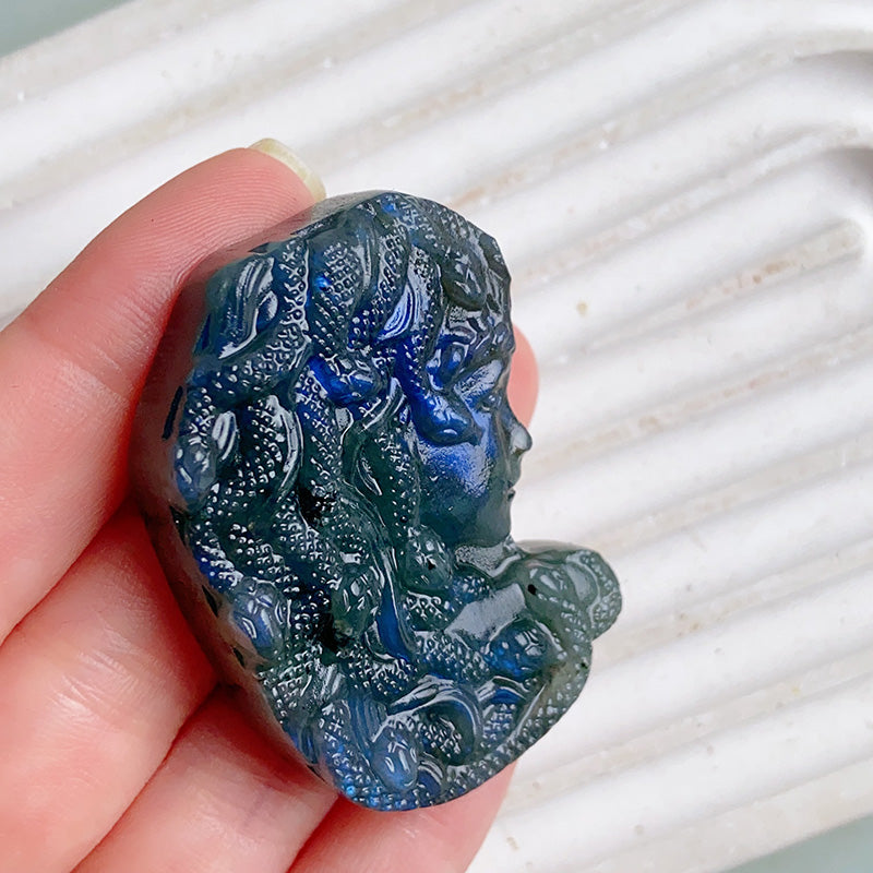 Labradorite Medusa Carvings