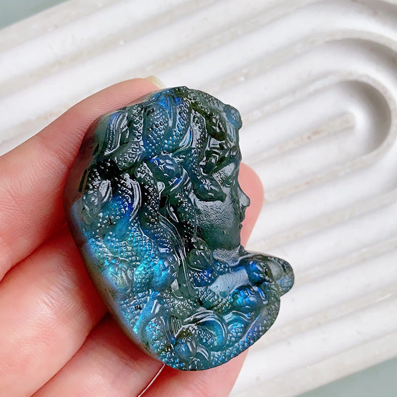 Labradorite Medusa Carvings