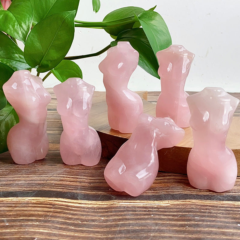 Rose Quartz Lady Body Carvings