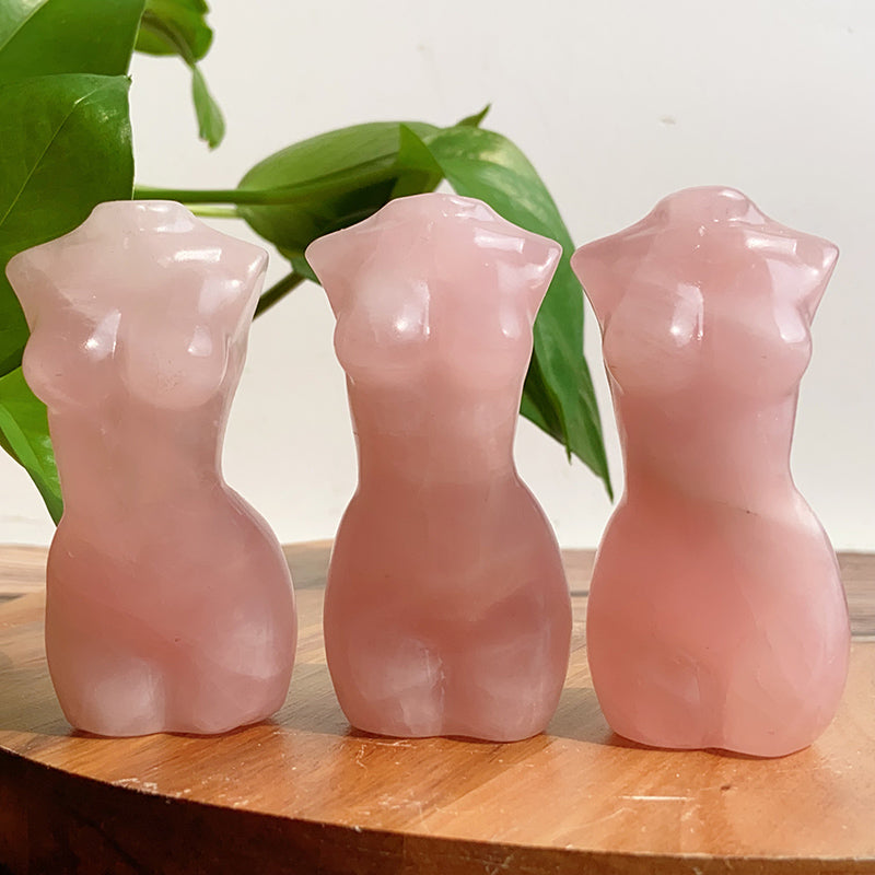 Rose Quartz Lady Body Carvings