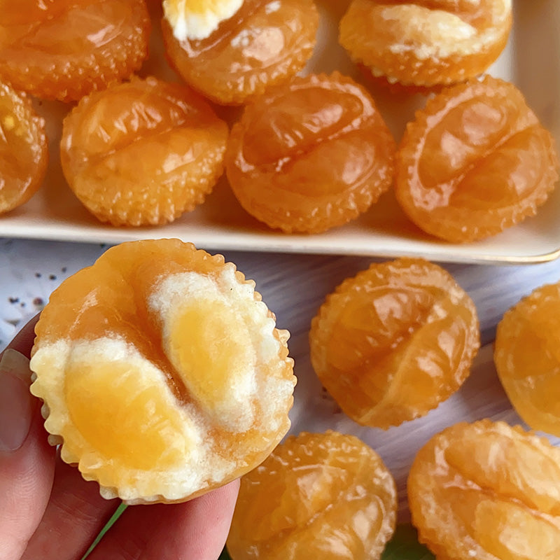 Orange Calcite Durian Carvings