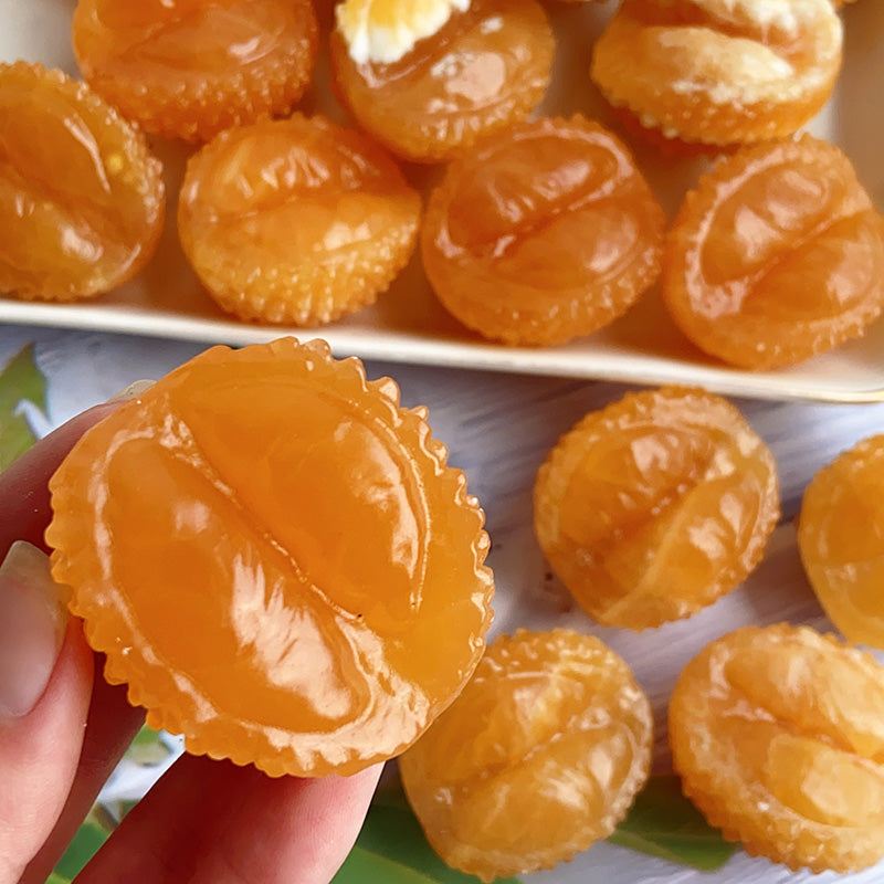 Orange Calcite Durian Carvings