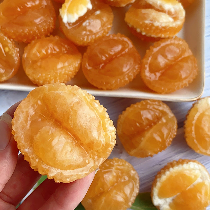 Orange Calcite Durian Carvings