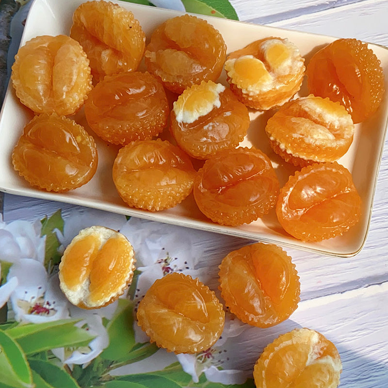 Orange Calcite Durian Carvings