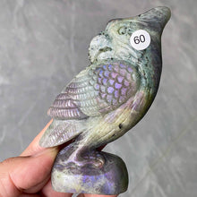 Load image into Gallery viewer, Natural Purple Light Pull Feldspar Crystal Carved Animal Owl And Reiki Bird Energy Home Decoration Crafts Gift