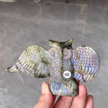 Load image into Gallery viewer, Natural Purple Light Pull Feldspar Crystal Carved Animal Owl And Reiki Bird Energy Home Decoration Crafts Gift