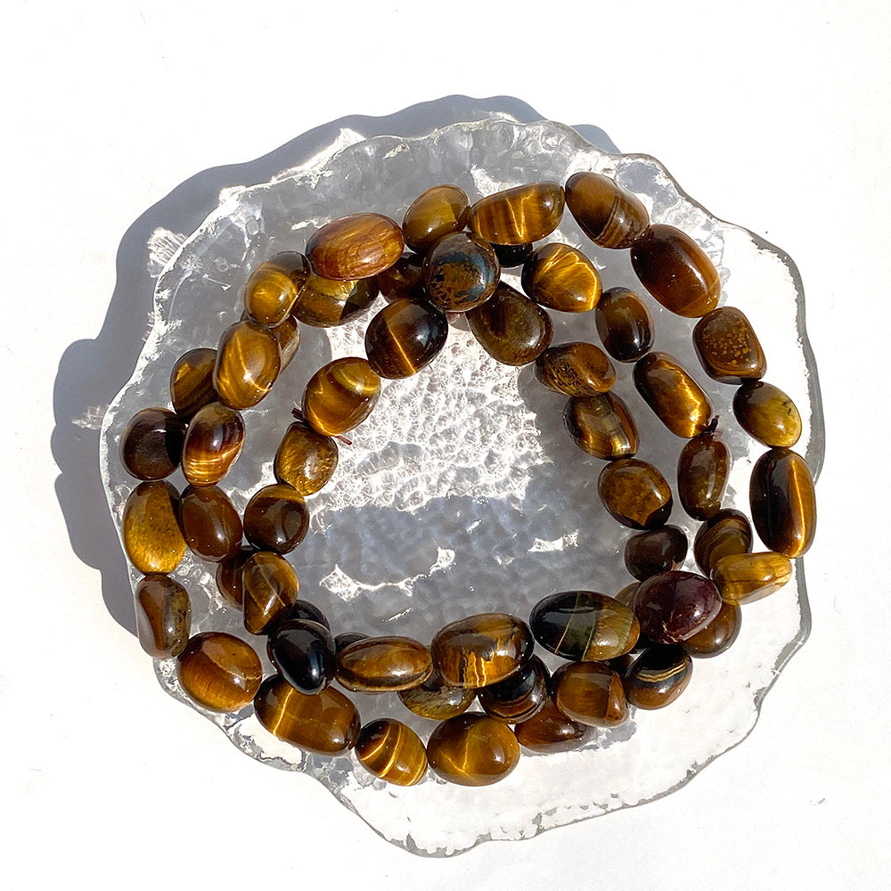 Irregular Crystal Bead Elastic Bracelet (Rose Quartz & Smoky Quartz& Tiger Eye & Aquamarine & Amethyst)