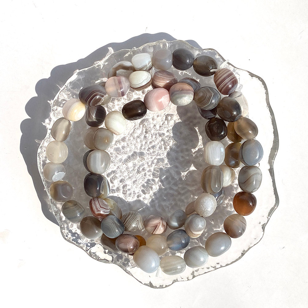 Irregular Crystal Bead Elastic Bracelet (Rose Quartz & Smoky Quartz& Tiger Eye & Aquamarine & Amethyst)