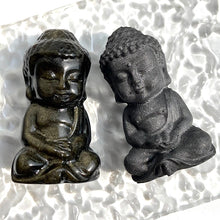 Load image into Gallery viewer, Golden Obsidian &amp; Shungite Baby Buddha Carvings