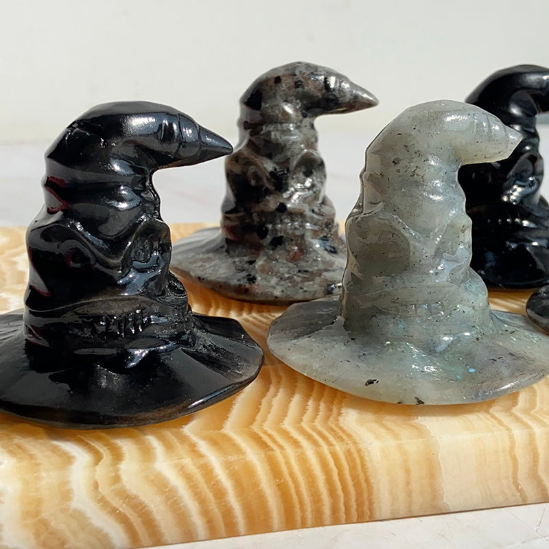 Obsidain & Yooperlite & Labradorite Witch Hat Carvings