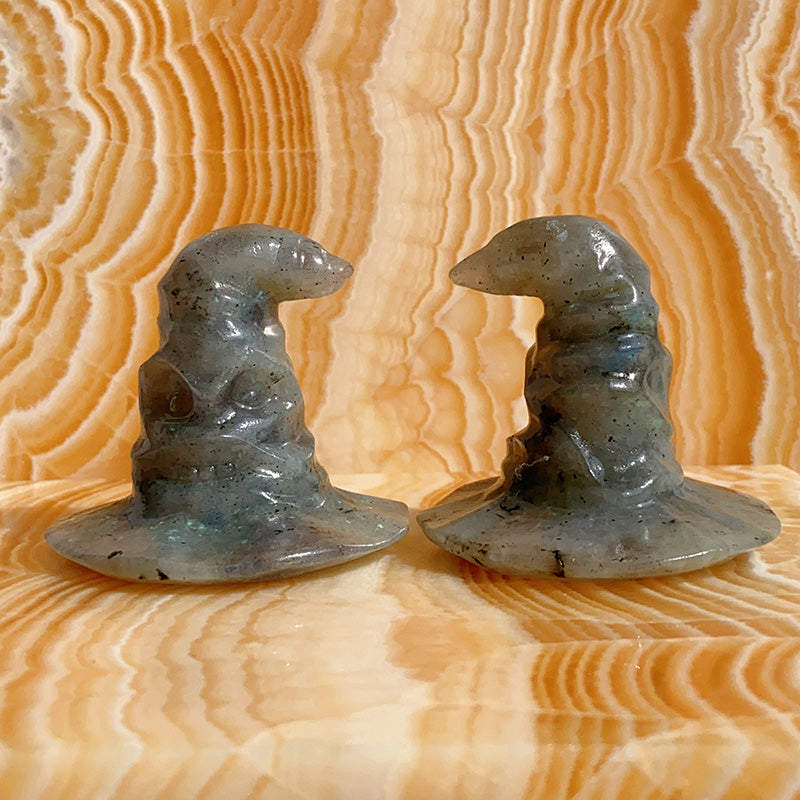 Obsidain & Yooperlite & Labradorite Witch Hat Carvings