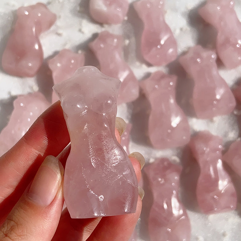 Rose Quartz Lady Body Carvings