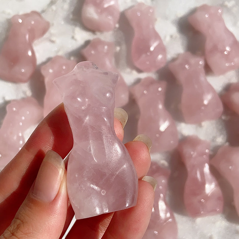 Rose Quartz Lady Body Carvings