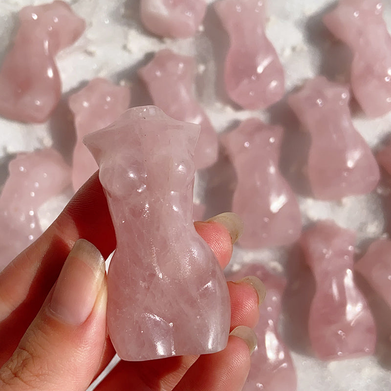 Rose Quartz Lady Body Carvings