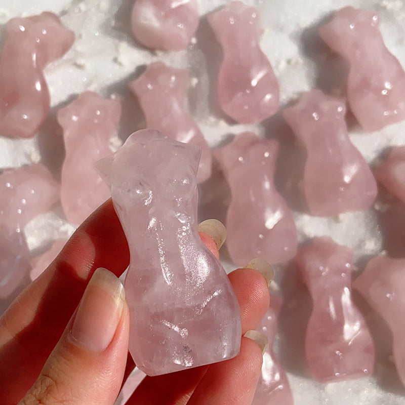 Rose Quartz Lady Body Carvings