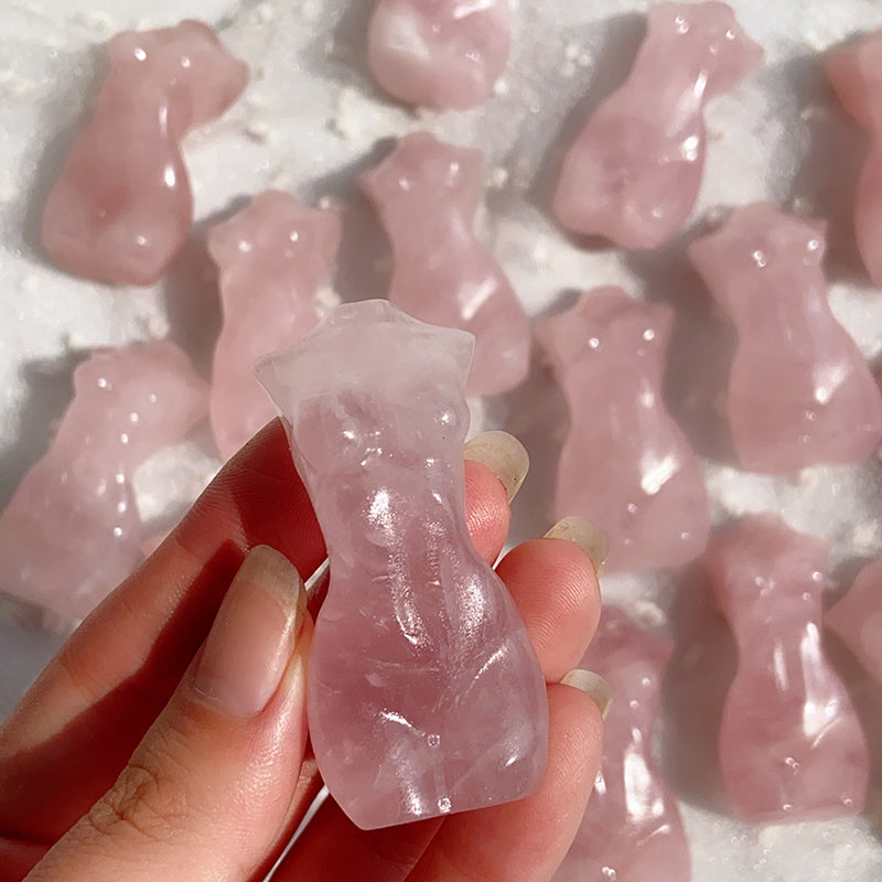 Rose Quartz Lady Body Carvings