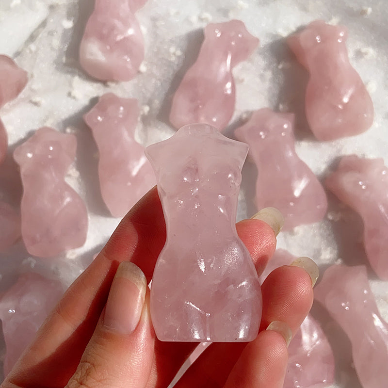 Rose Quartz Lady Body Carvings