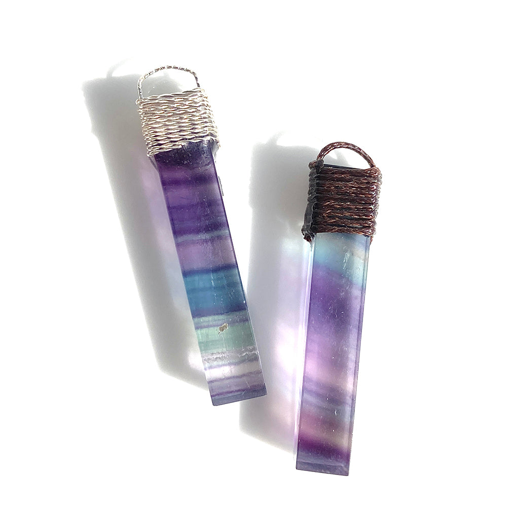 Rainbow Fluorite Cuboid Pendant