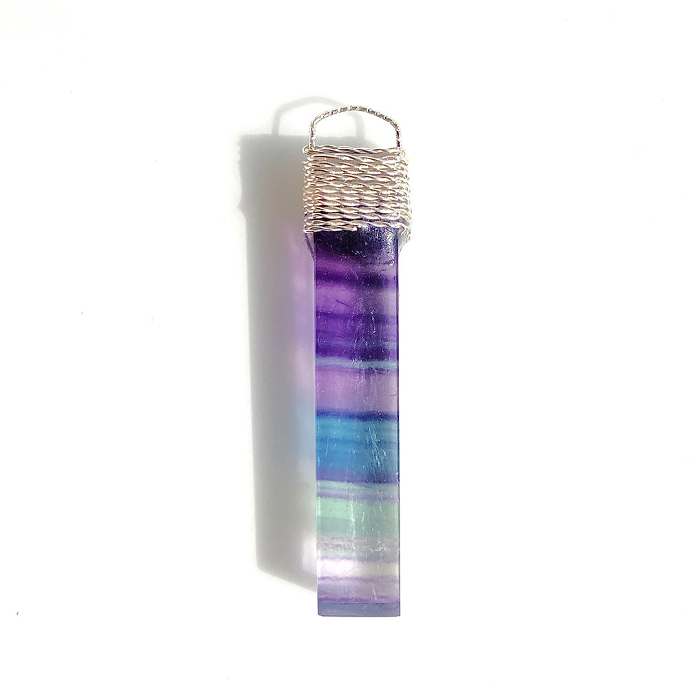 Rainbow Fluorite Cuboid Pendant