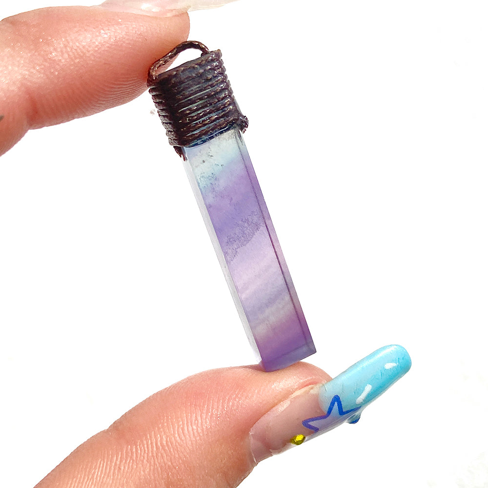 Rainbow Fluorite Cuboid Pendant