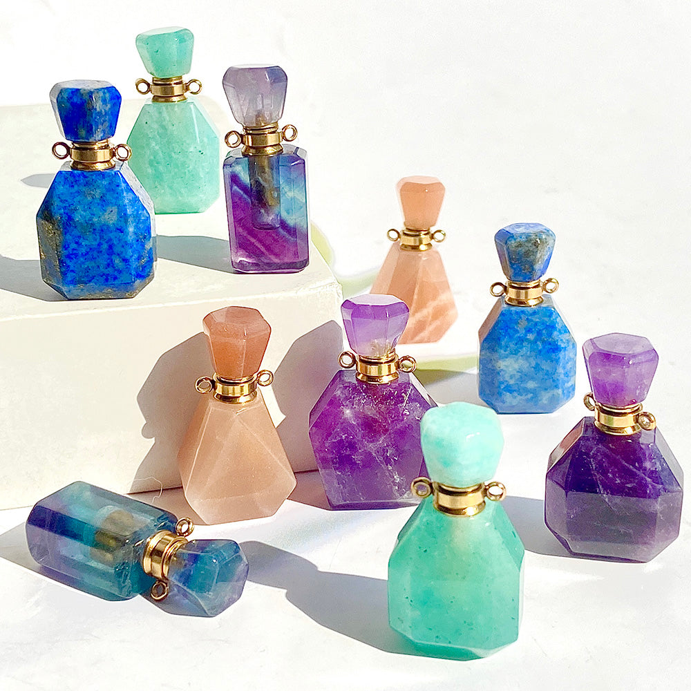 Crystal Perfume Bottle (Amethyst /Lapis Lazuli / Sunstone / Amazonite / Fluorite)